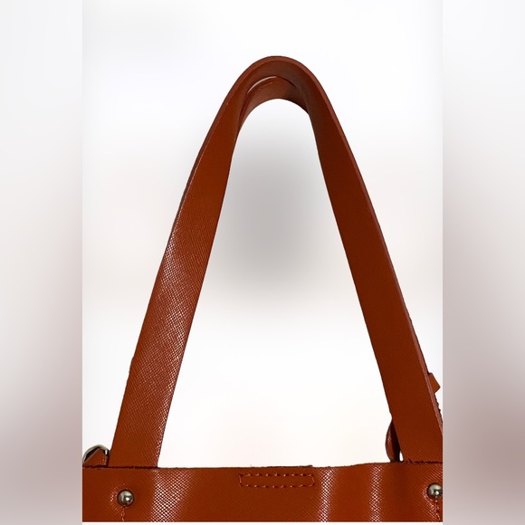 PULICATI Red Saffiano Genuine Italian Leather Large Shopper Tote Bag with Strap - Picture 11 of 14